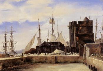 Jean-Baptiste-Camille Corot : Honfleur, The Old Wharf